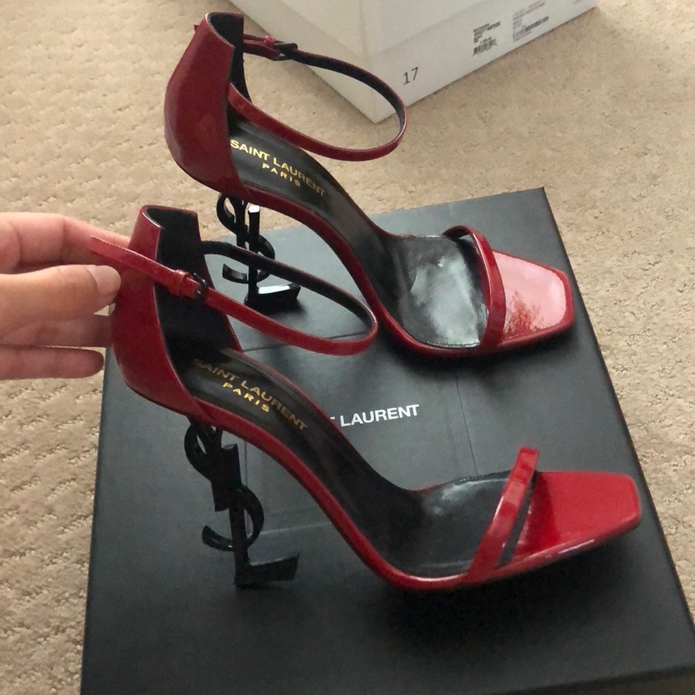 SOLD Saint Laurent red/black heels - Picture 2 of 6
